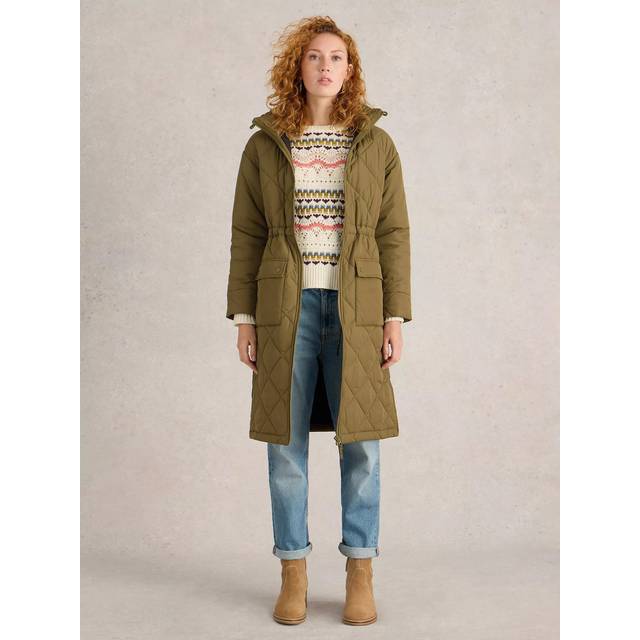 White Stuff Lorena Quilted Coat, Khaki