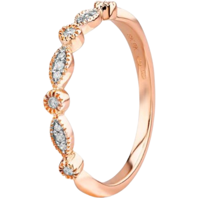 9ct Rose Gold Diamond Fancy Half Eternity Ring THR12012-07 RG K