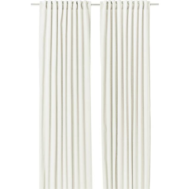 SANELA gardiner, 1 par, off-white/med veckband, 140x250 cm