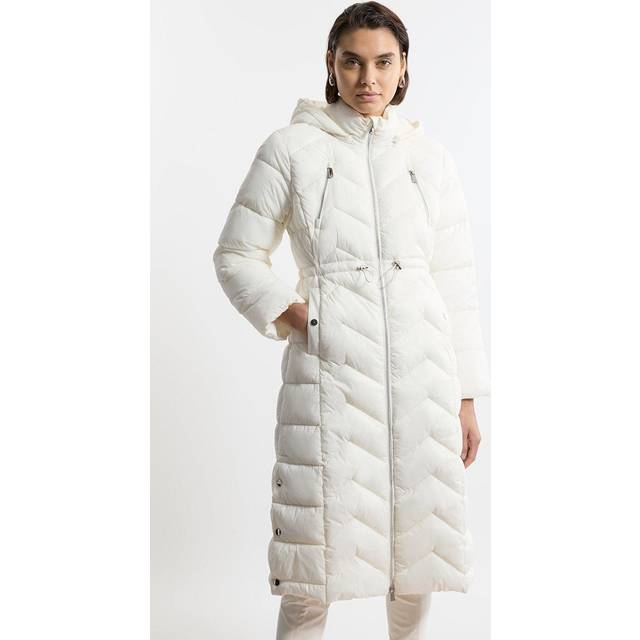 Petite Lightweight Knee Length Packable Coat - Ivory