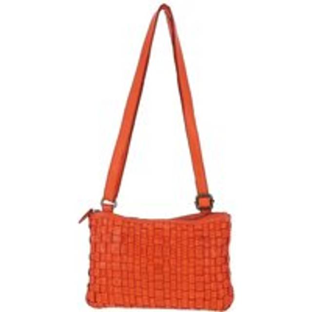 Womens 'Magnificenza' Vintage Woven Classic Leather Crossbody Bag - Orange - One Size