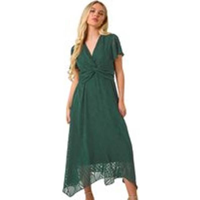 Front Twist Jacquard Dress - Green - 8