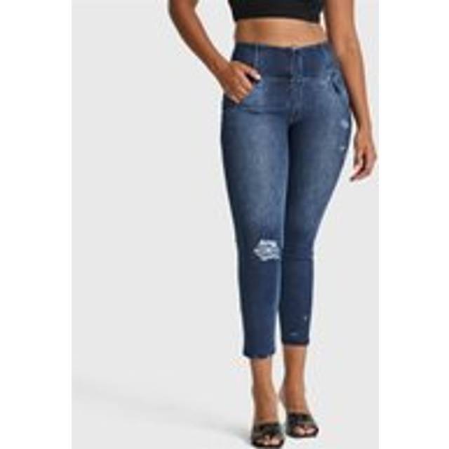 WR.UP SNUG Distressed High Waisted 7/8 Length Jeans - Dark Blue