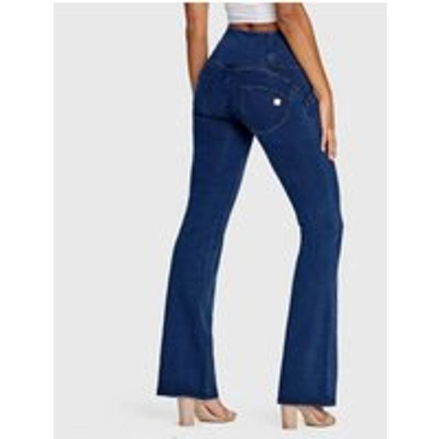 WR.UP Denim High Waisted Bell Bottom Flare Jeans - Dark Blue - XS
