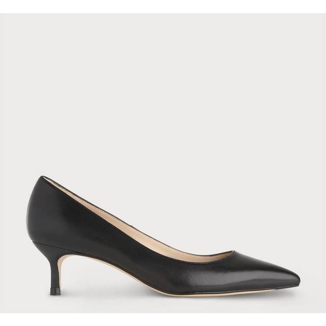 L.K. Bennett Audrey Leather Kitten Heel Black Court Shoes - 39, BLACK