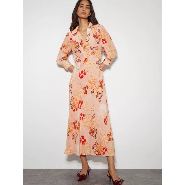Monsoon Elise Shirt Dress, Pink/Multi