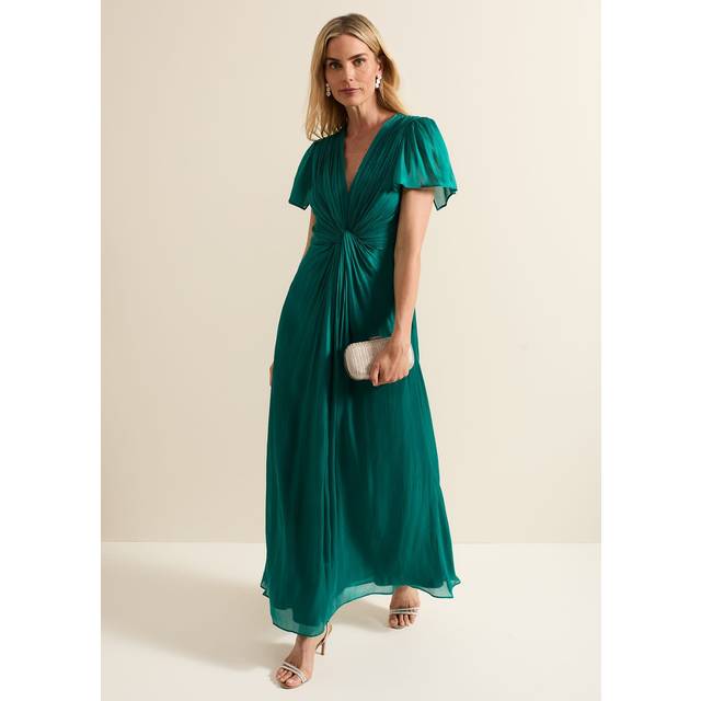 Phase Eight Abbey Satin Maxi Dress, Green