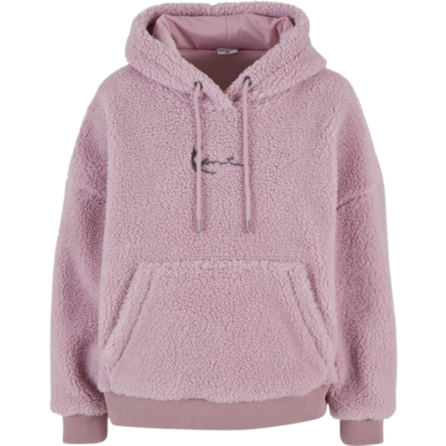 Karl Kani, Sweatshirts & Hoodies, Dam, M, Polyester, Metal Signature Teddy Hoodie - pink (M)