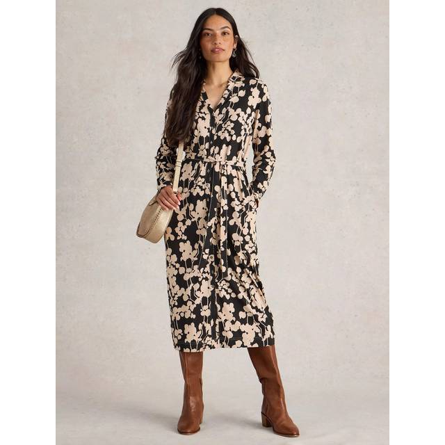 White Stuff Annie Jersey Shirt Dress Black - White Stuff - Size: 8