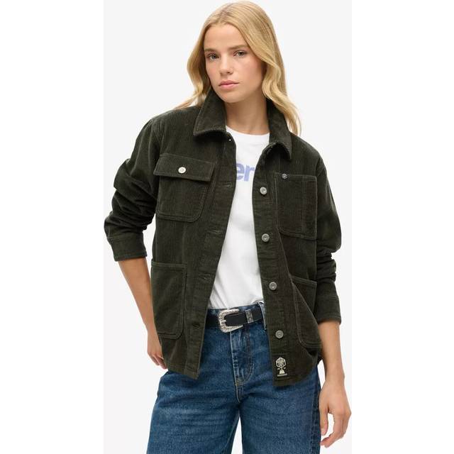 Superdry Damen Cord Chore Jacke Kaki - Größe: 44