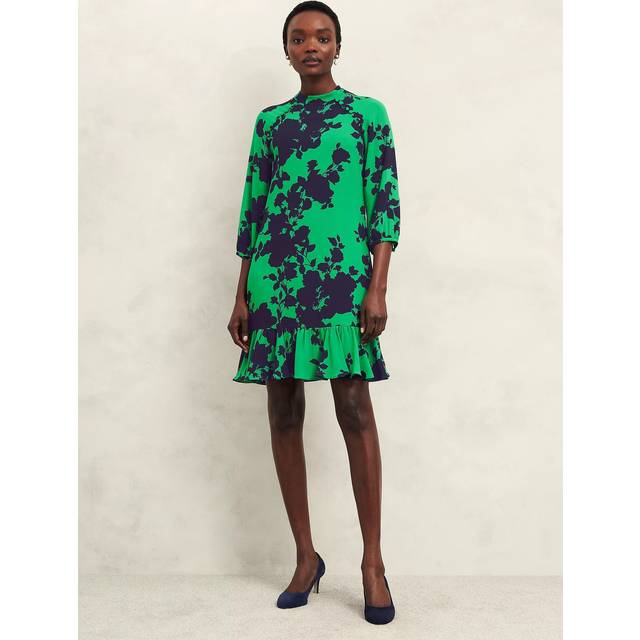 Hobbs Georgia Floral Dress, Green/Navy