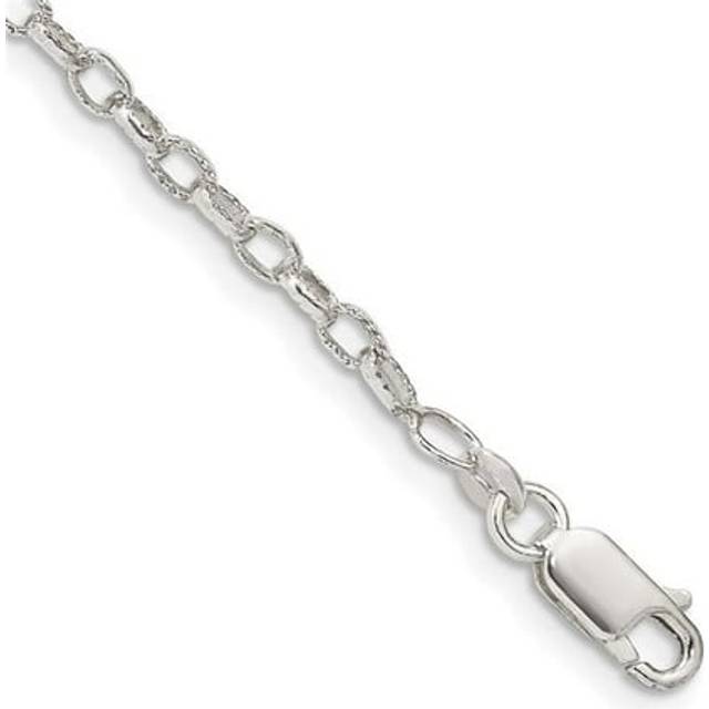 Sterling Silver 3 mm Fancy Patterned Rolo Chain 7 in. Bracelet