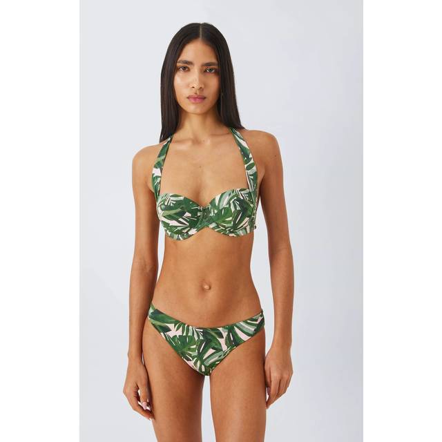 John Lewis Tropic Palm Print Bikini Bottoms, Khaki