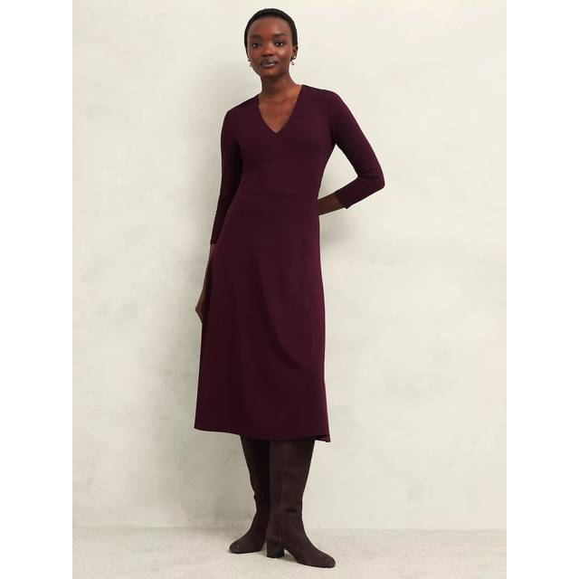 Hobbs Mirabel Ponte Dress, Warm Plum