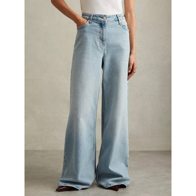 Reiss Womens Light Blue Crete Wide-leg Mid-rise Stretch Denim-blend Jeans 25r - LIGHT BLUE