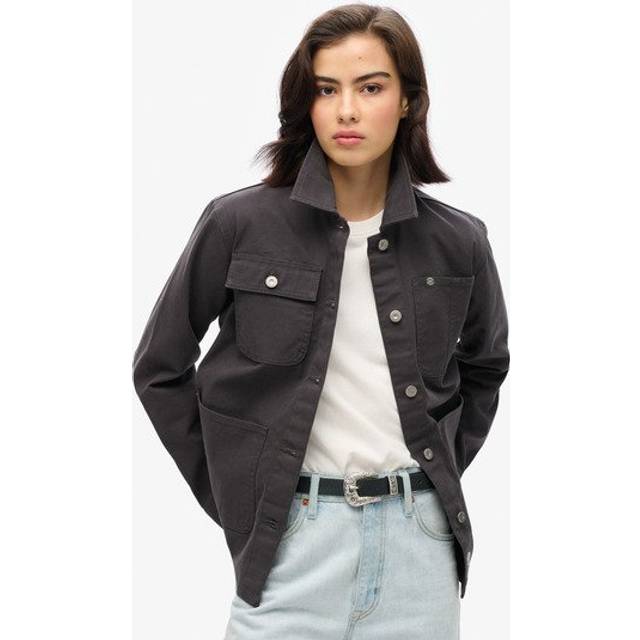 Superdry Damen Schwarz Bestickte Chore-Jacke, Größe: 38