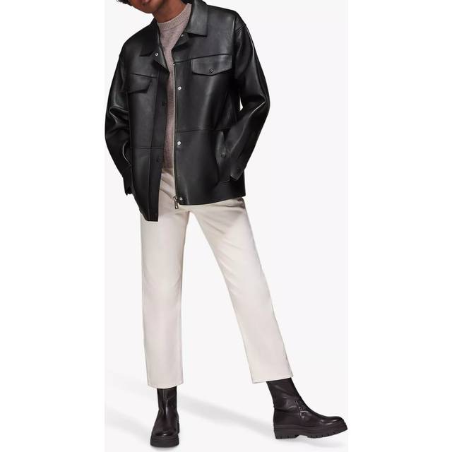Whistles Clean Bonded Leather Jacket, Black