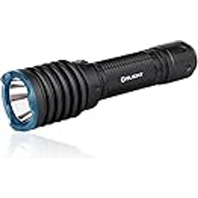 OLIGHT Warrior x 3 LED-ficklampa 2 500 lumen 560 meter ljusvidd, USB uppladdningsbar ljus taktisk ficklampa IPX8 vattentät med glasbrytare för utomhusbruk, camping, vandring (svart)