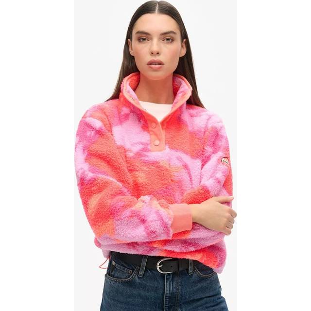 Half zip sweatshirt woman Superdry Super Soft - Rose