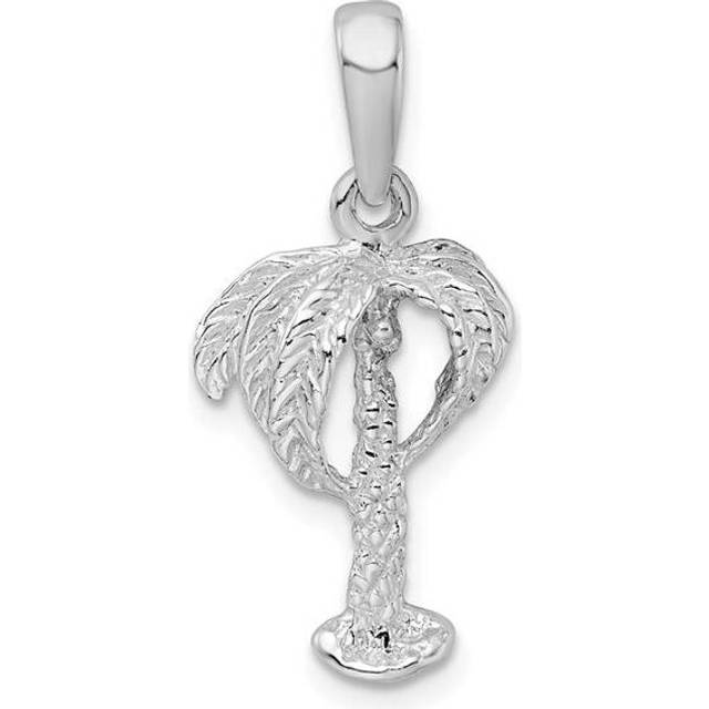 Sterling Silver Polished Palm Tree with Coconuts Pendant