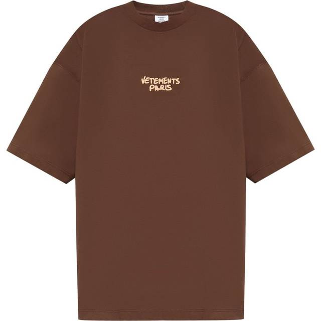 VETEMENTS - logo-print cotton T-shirt - men - Cotton - S - Brown