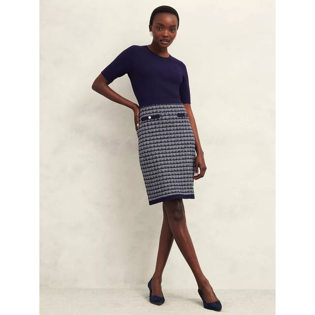 Hobbs Petite Audra Tweed Dress, Midnight/Ivory