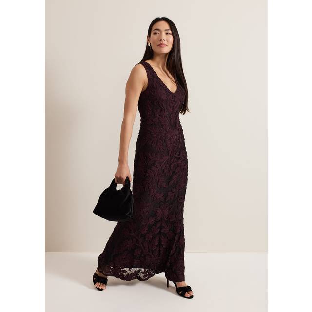 Phase Eight Women's Montee Burgundy Tapework Maxi Dress - 16