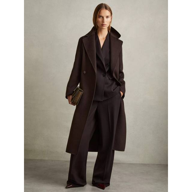 Reiss Lucia Wool Blend Coat, Chocolate