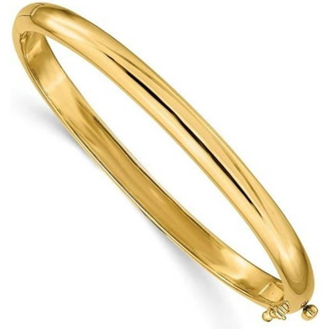 14K Yellow Gold 5.6 mm Polished Solid Hinged Bangle Bracelet