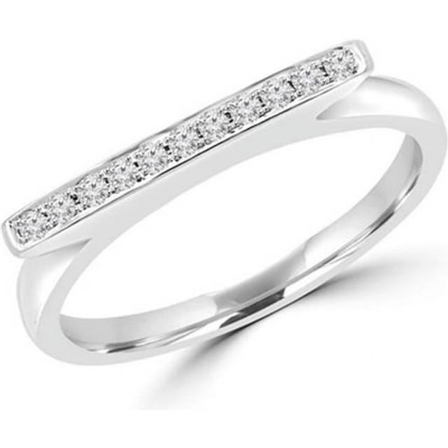 Majesty Diamonds MD160301-6 0.1 CTW Diamond Accent Raised Setting Wedding Band Anniversary Ring in 18K White Gold, Size 6