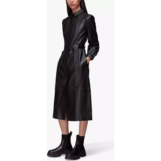 Whistles Phoebe Leather Shirt Midi Dress