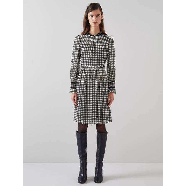 Black Gingham Ruffle Trim Mini Dress (14)