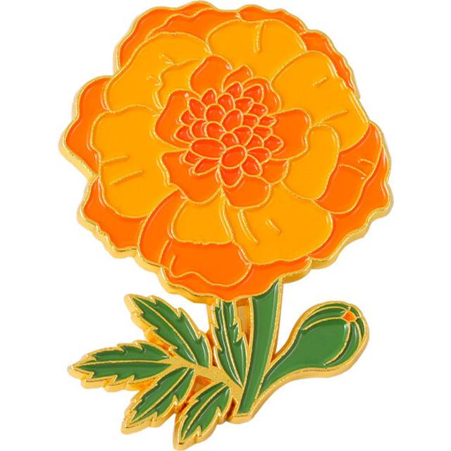 (Marigold) Unique Flower Shaped Brooches In Bright Colors Of Sweet Pea Poppy Marigold Rose And Carnation For Stylish Personal Accessories