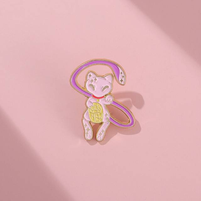 Adorable Pink Cat Brooch Dreamy Lucky Cat Pin Charming Cartoon Outfit Decoration