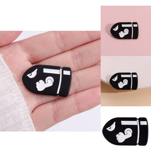 Black Bullet Whimsical Shaped Cartoon Brooch Eyecatching Accessory For Fashion Styles