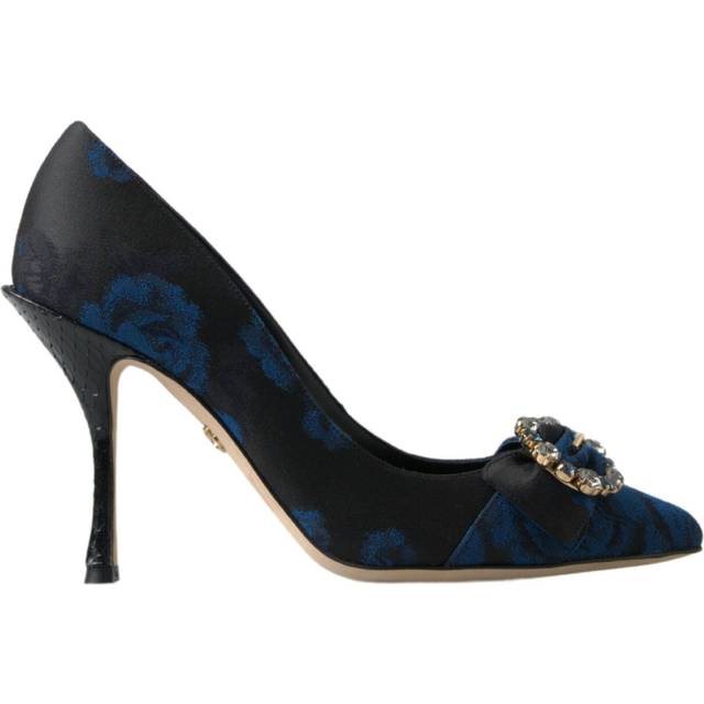 Dolce & Gabbana Blue Floral Ayers Crystal Pumps Shoes - EU38/US7.5