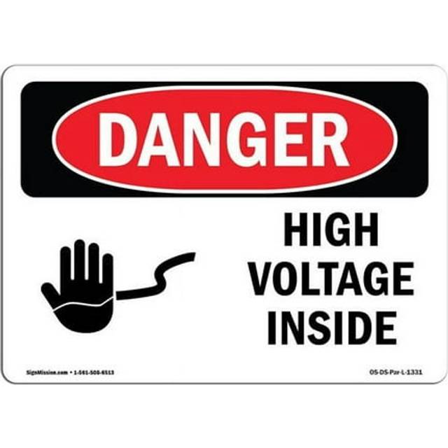 SignMission OS-DS-A-1218-L-1331 12 x 18 in. OSHA Danger Sign - High Voltage Inside