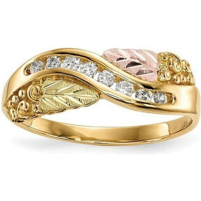 10K Yellow Gold Tri-Color Black Hills Gold Diamond Ring - Size 7