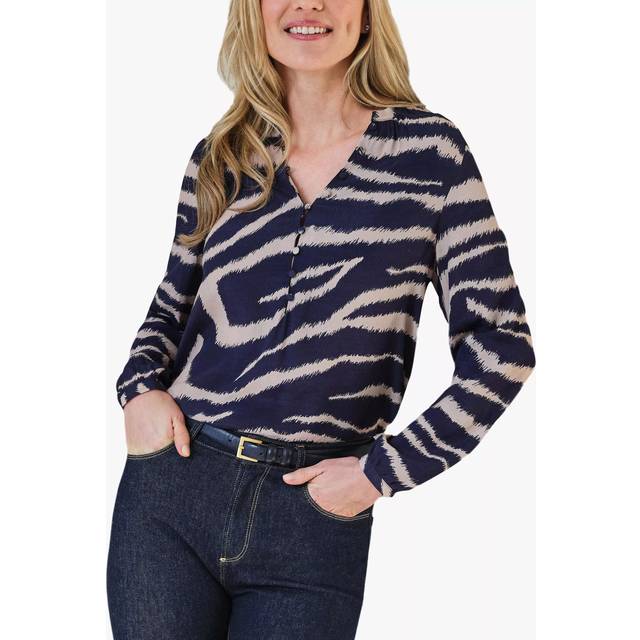 Pure Collection Button Ecovero Blouse, Zebra