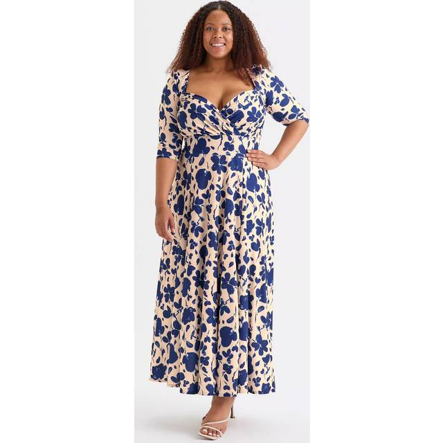 Scarlett & Jo Elizabeth Print Maxi Dress, Cream/Blue