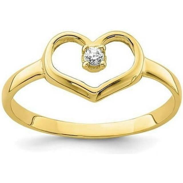 10K Yellow Gold CZ Heart Baby Ring - Size 2