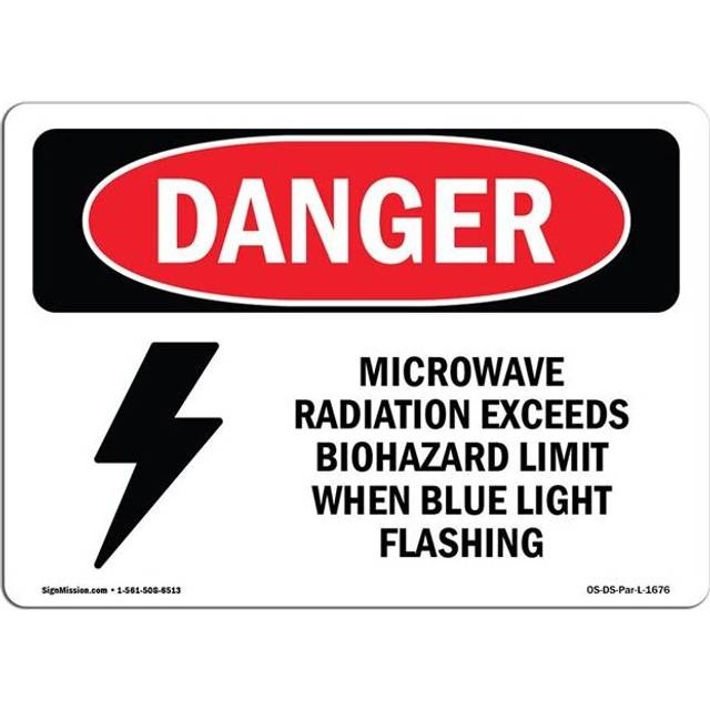 SignMission OS-DS-D-35-L-1676 OSHA Danger Sign - Microwave Radiation Blue Light Flashing