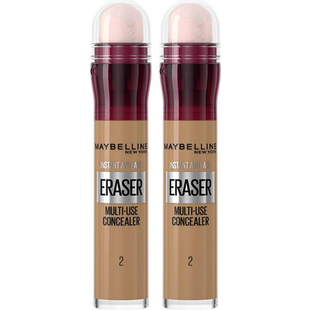 Instant Anti Age Eraser Eye Concealer, Dark Circles and Blemish Concealer, Ultra Blendable Formula, 02 Nude, Duo Bundle