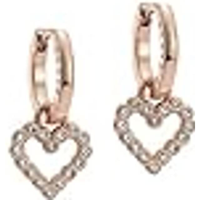 Ted Baker Amora Rose Gold Tone Crystal Open Heart Huggie Hoop Earrings TBJ3835-24-02