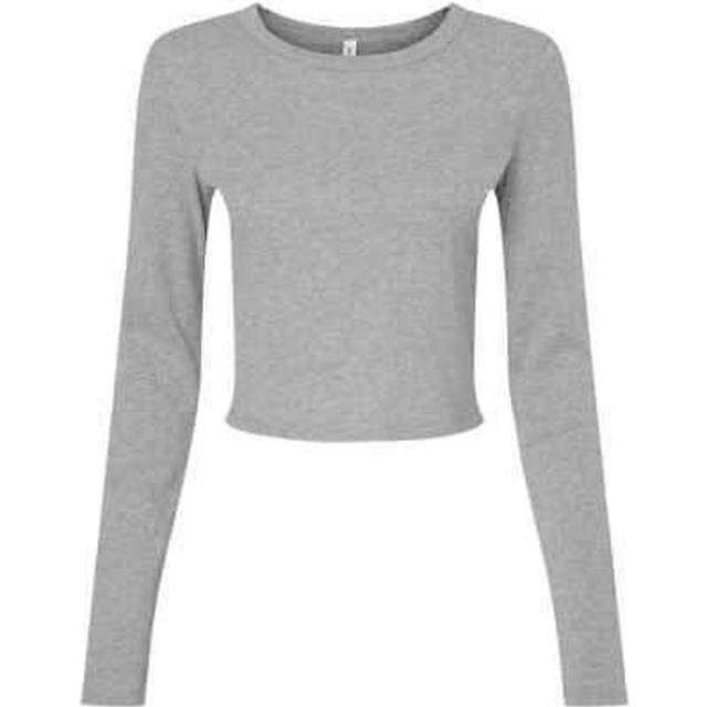 (XS, Athletic Grey) Bella + Canvas Womens/Ladies Micro-Rib Cropped Long-Sleeved T-Shirt