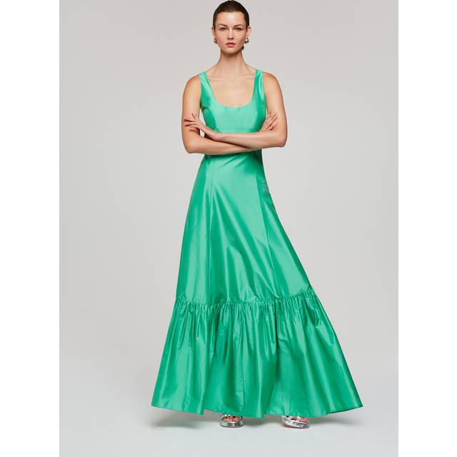 Whistles Womens Green Scoop-neck Frilled-hem Taffeta Maxi Dress 8 - GREEN