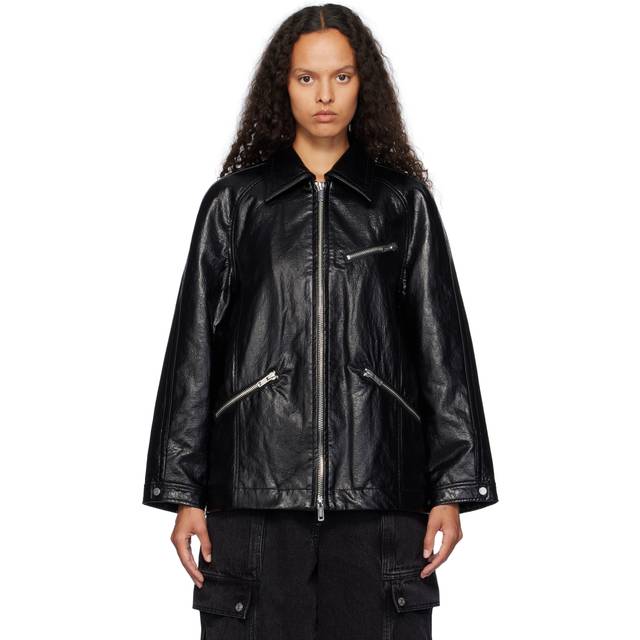 3.1 Phillip Lim Black Ranch Faux-Leather Jacket - BA001 Black - XS