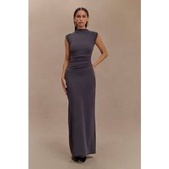 Elliot High Neck Sleeveless Maxi Dress - Dark Charcoal