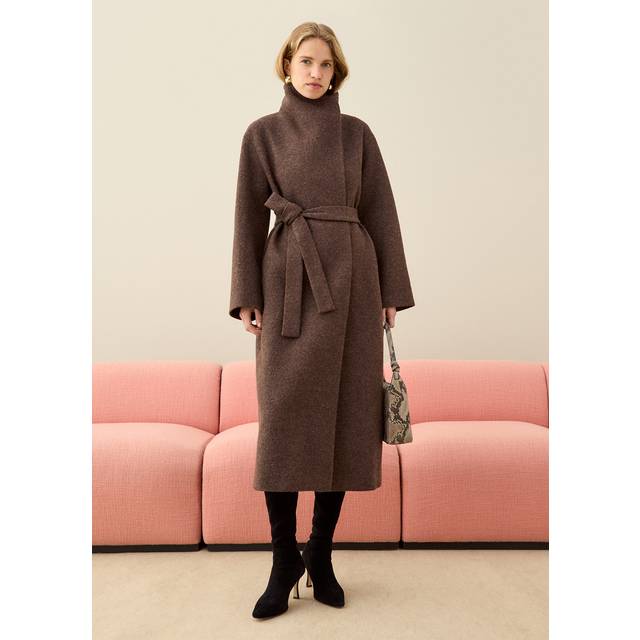 Whistles Morgan Funnel Neck Pure Wool Coat