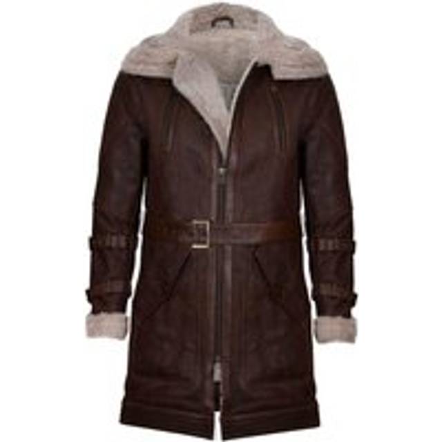 Infinity Leather Mens 3/4 Warm Sheepskin Trench Coat-Medina - Brown - Size 5XL